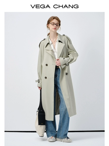 [Готовый запас] Женская ветровка средней длины, осень 2025, интеллектуальная верхняя одежда, маленькая верхняя одежда в британском стиле