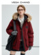 VEGA CHANG Anxin Velvet Workwear Parka Down Jacket Mujer Pelo De Mapache Chaqueta De Tela De Tres Pruebas