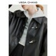 VEGACHANG motorcycle leather jacket for women spring and autumn 2024 new Korean style BF style one-button PU leather jacket