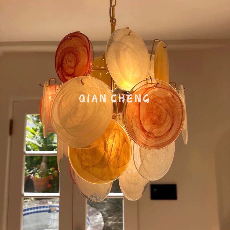 Italian Murano Antique-Style Living Room, Bedroom, Dining Room, Colorful French Retro Murano Handmade Glass Chandelier