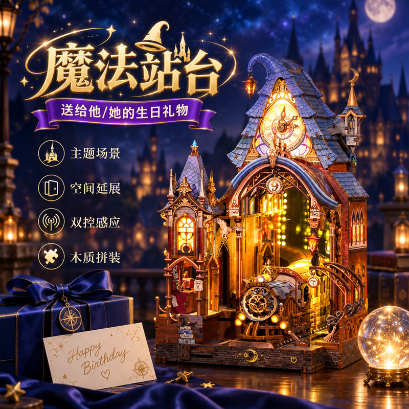 Harry Potter 3D Puzzle Peripheral Magic Platform Handmade DIY Cabin Assembly Model Toy Gift for Women