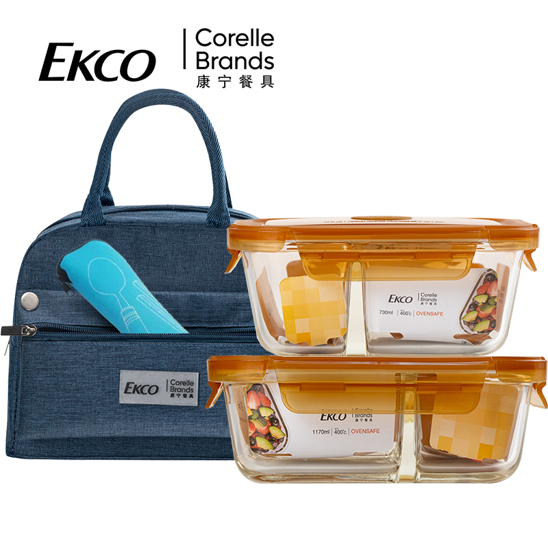 American Corning glass lunch box with lid microwave heating fresh-keeping box student with meal food sealed box lunch box