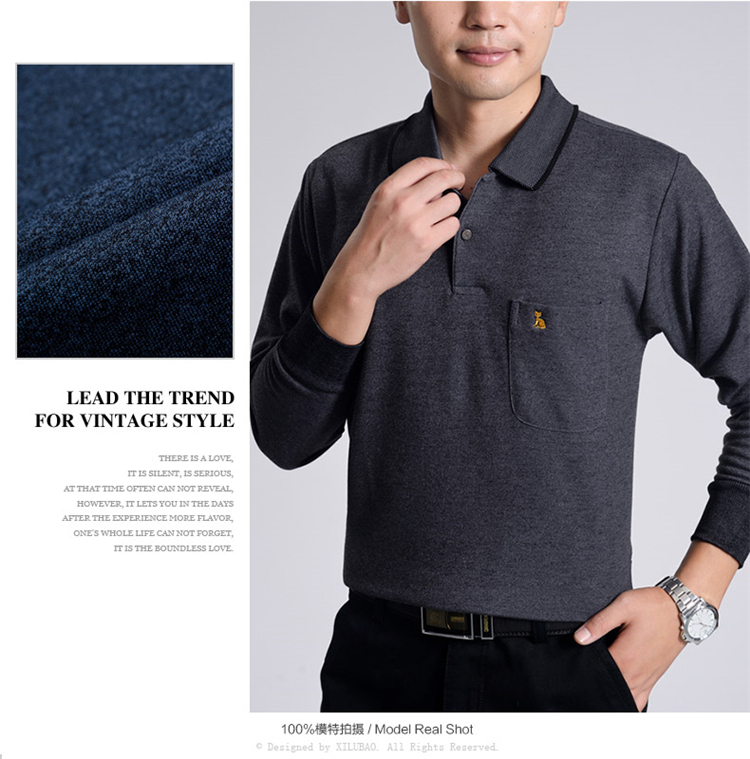 Mùa xuân và mùa thu mẫu trung niên áo thun dài tay cỡ lớn rộng rãi áo thun cotton rộng rãi Áo thun nam trung niên cha dày áo thun nam dài tay
