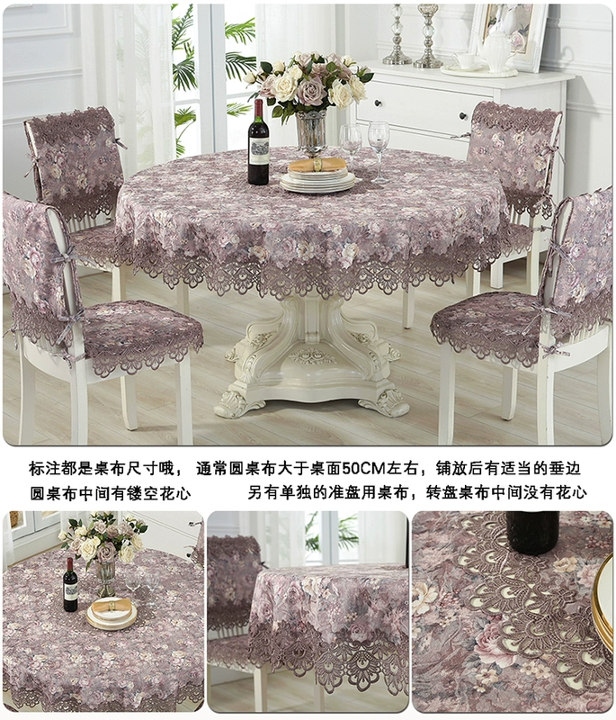 Khăn trải bàn tròn vải hình bầu dục khăn trải bàn tròn châu Âu ren sang trọng bàn xoay khăn trải bàn retro khăn vải đệm khăn trải bàn canvas