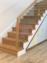 Xiamen Quanzhou Zhangzhou minimalist style glass handrails solid wood treads wooden stairs
