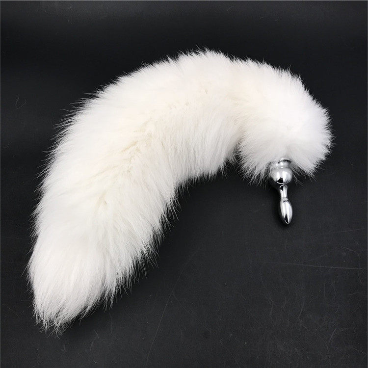 Novice small trumpet anal plug real hair thick fox tail female mini anal plug dog SM male large fun punishment