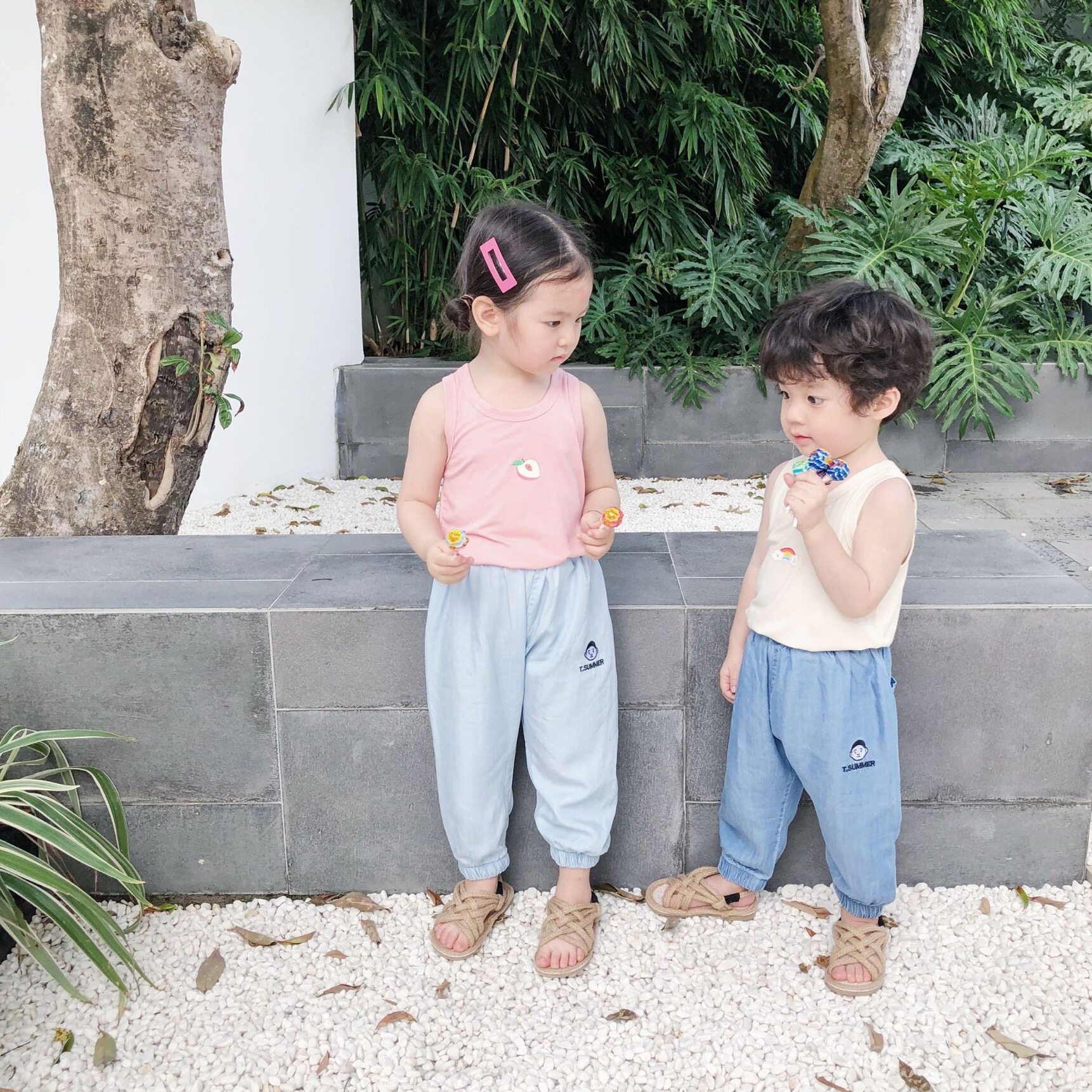 Children's anti-mosquito pants tide summer new boys and girls baby light and soft Tencel lantern jeans thin long pants