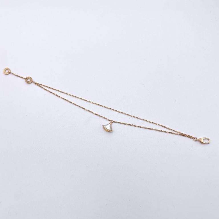 Bvlgari White Mother-Of-Pearl Fan Bracelet Sm Size Rose Gold Box W64866