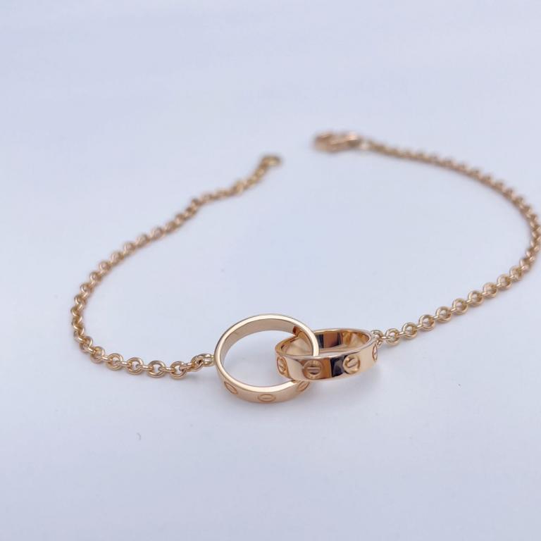 Cartier Double Ring Bracelet Rose Gold 17cm 23 Years Full Set W59735 Cartier Double Ring Bracelet Rose Gold 17cm 23 Years Full Set W59735