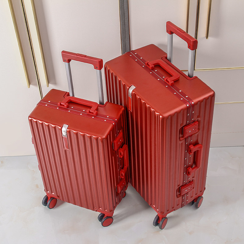 Wine red suitcase wedding dowry box bride dowry box leather box trolley box wedding password box suitcase