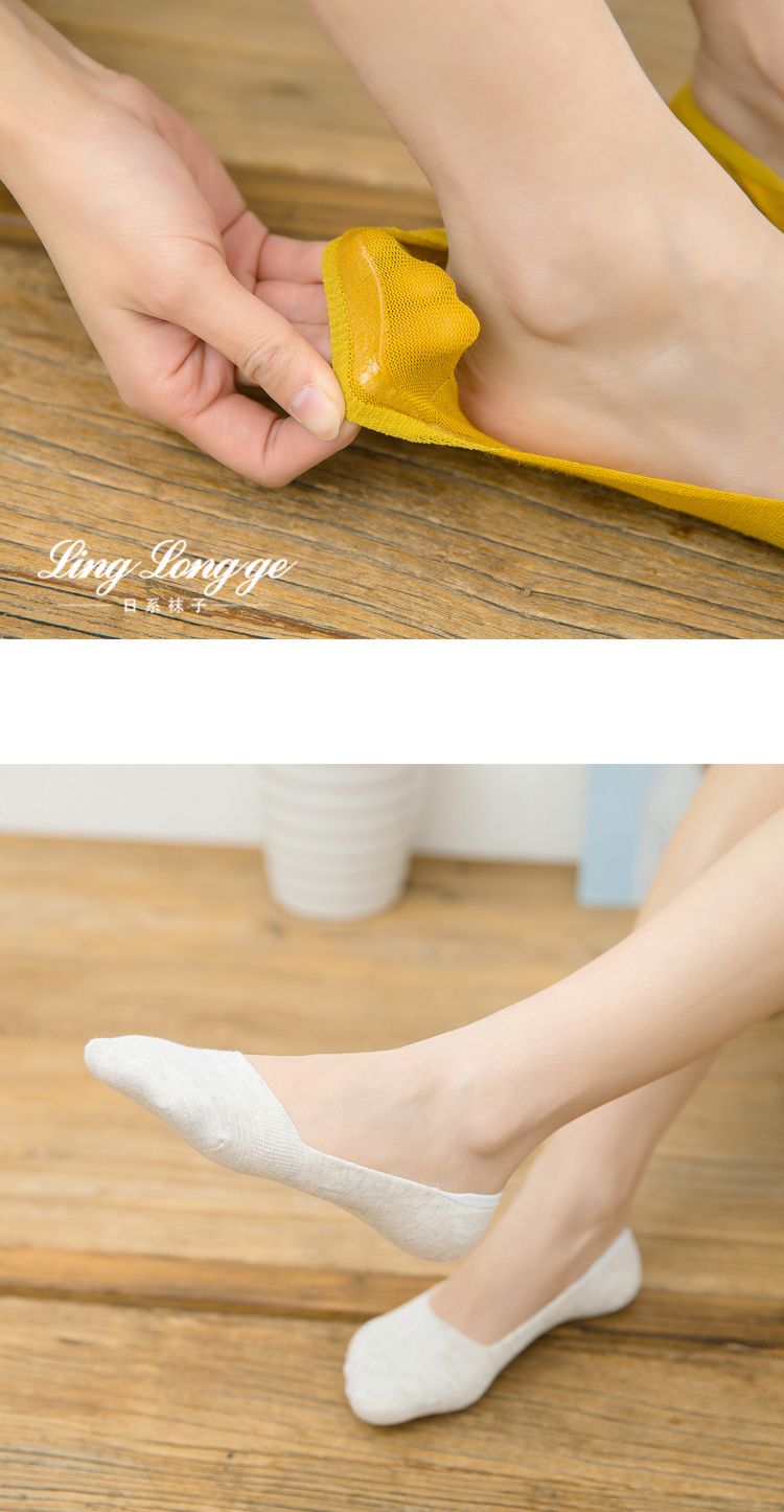 Thuyền sock set cotton nữ nông miệng vô hình vớ dưới mỏng phần rơi không rơi với chất khử mùi silicone chống trượt vớ ngắn quần tất nữ