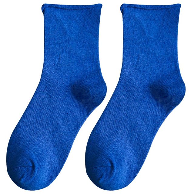 ຖົງຕີນ curly ຂອງແມ່ຍິງກາງ-calf socks summer ອິນເຕີເນັດສະເຫຼີມສະຫຼອງແນວໂນ້ມສີແຂງ socks boneless pile socks ຝ້າຍບໍລິສຸດສີດໍາ summer ແບບບາງໆ