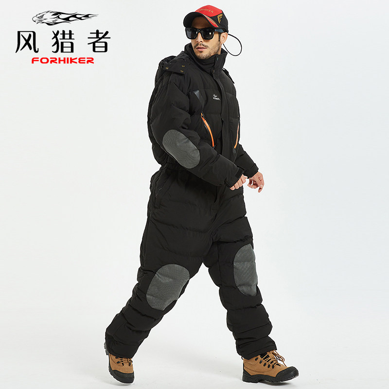 Jumpsuit winter sea fishing suit down jacket men thickened warm waterproof cold-proof goose down jacket ice fishing