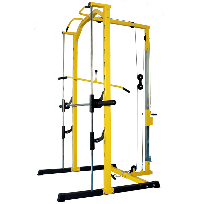 Yellow track type squat frame Safety protection weightlifting fitness barbell frame Height adjustable frame gantry frame high pull