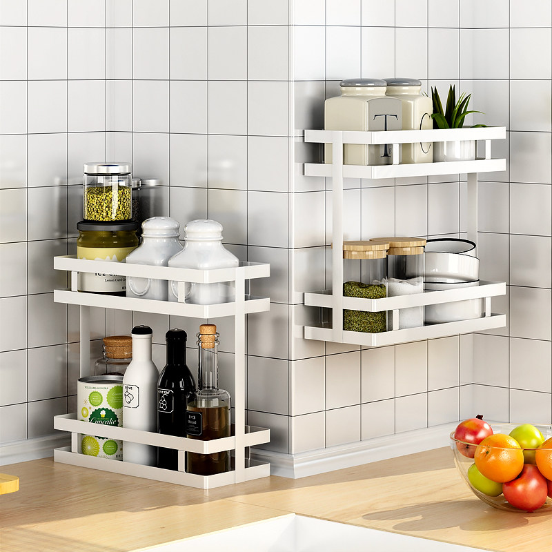 Punch-free wall hanging with guardrail rack small windowsill storage shelf kitchen seasoning rack vertical countertop seasoning tank rack