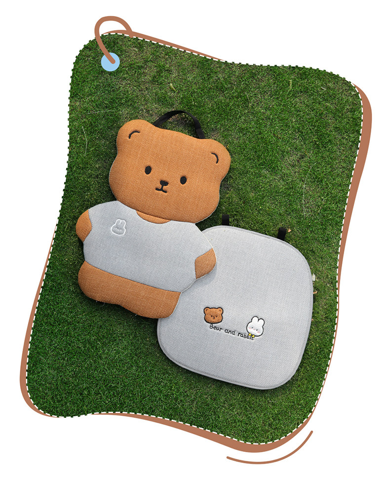 Summer Car Seat Cushion Linen Breathable Cooling Pad for Women, Car Interior Single Piece Cartoon Cute Universal Seat Cover for All Seasons