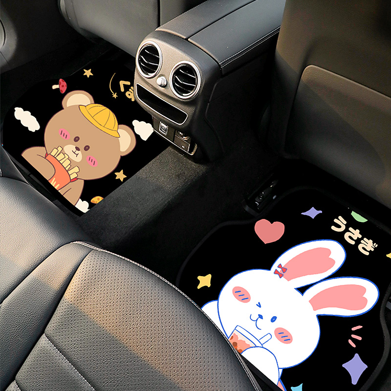 Car mat protective mat women's anti-dirty easy to clean carpet cute cartoon single piece tide brand universal car foot mat