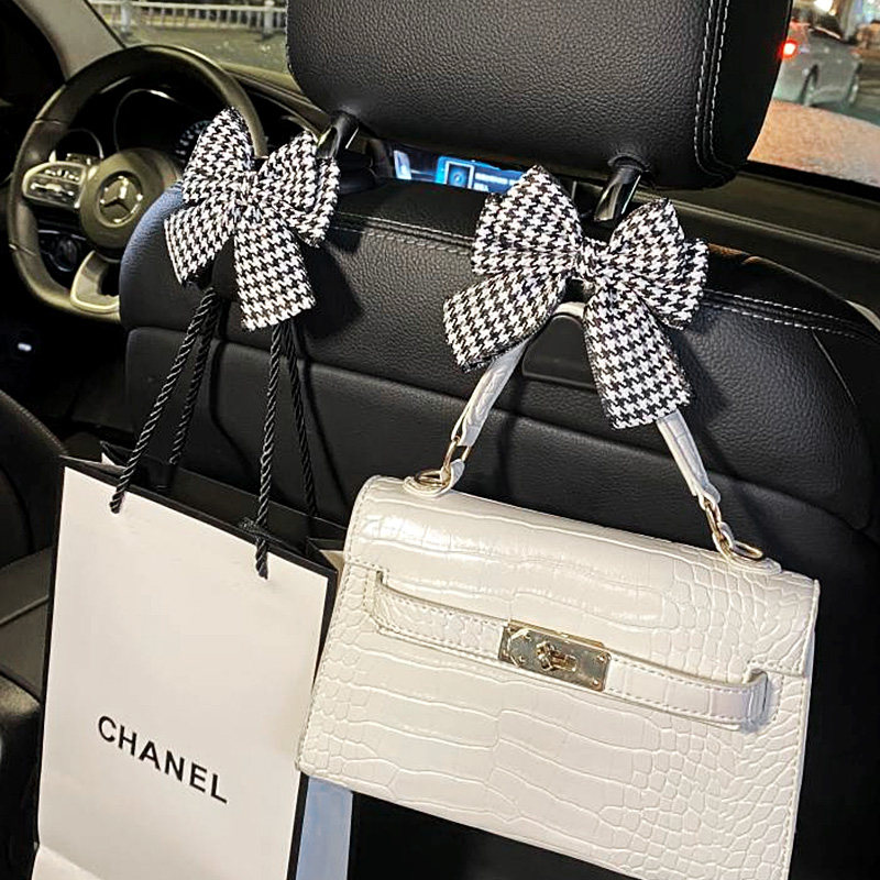 Car hook multifunctional rear seat back hook Cute houndstooth storage umbrella storage invisible car hook
