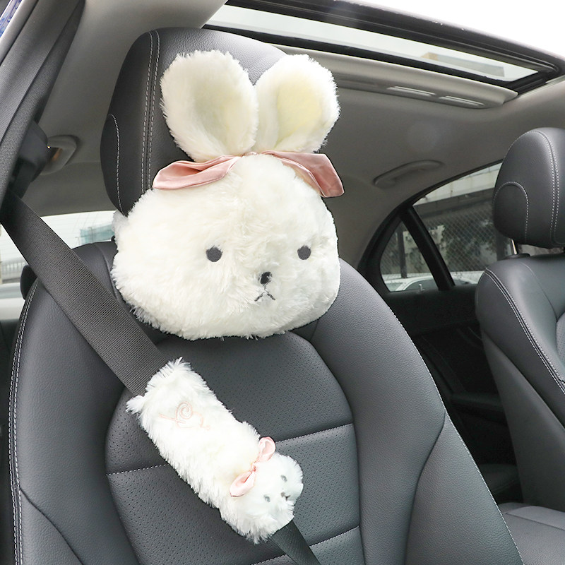 Car Headrest Neck Pillow Winter Overreaction Rabbit Cute Car All Season Universal Leaning Pillow On-board Waist Lean-Taobao