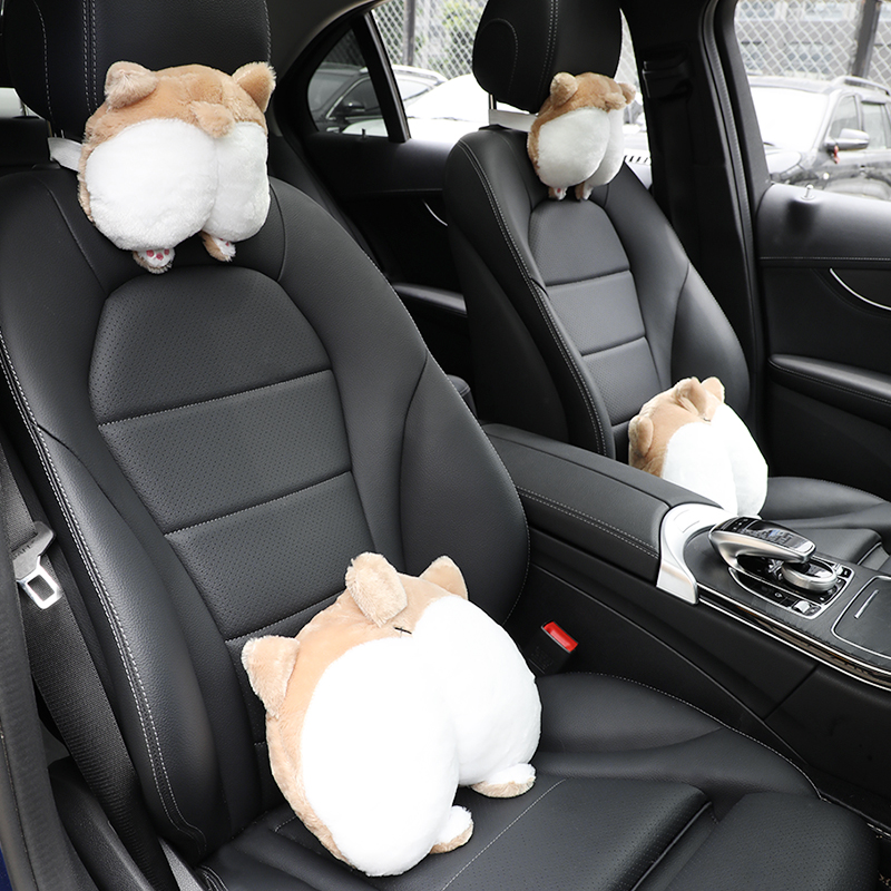 Car pillow waist pillow cartoon cute car pillow car cervical vertebra pillow a pair of car neck pillow set