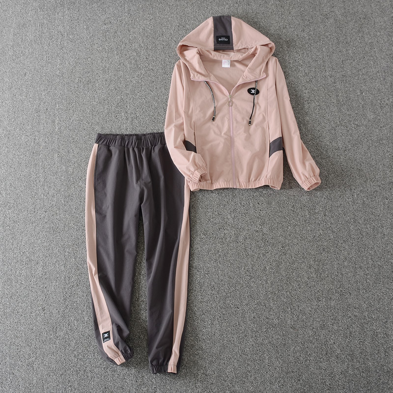 Running Casual Spring Large Scale Code Even Cap Sports Suit Women European Station Loose Spring And Autumn Sweatshirt 2 sets