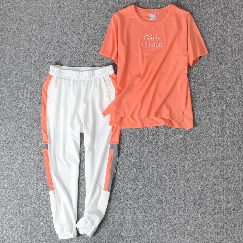 Summer Sports Casual Suit Women 90% Pants Short Sleeves Ins Chauga Summer 2022 New less-age loose slim