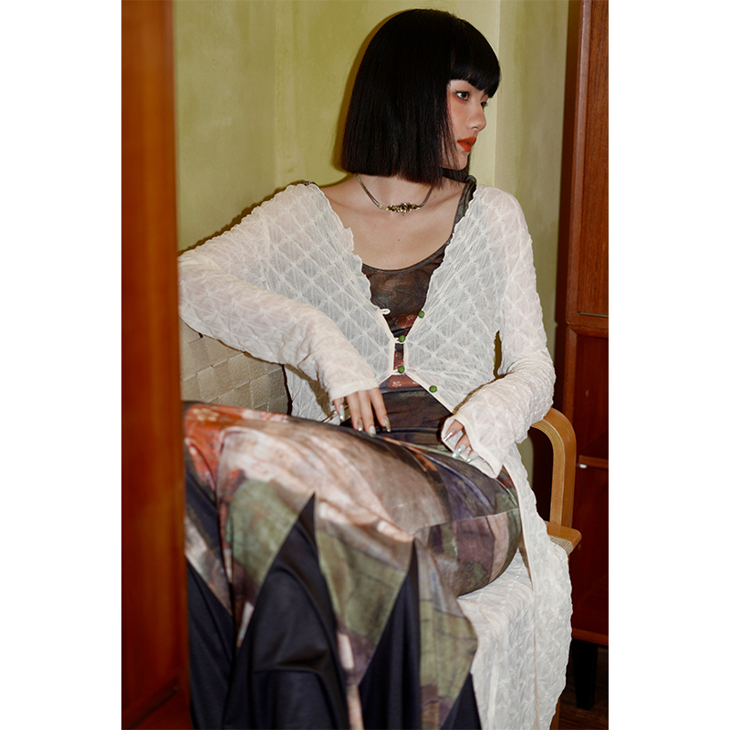 Bad Taste Western White Lightweight Ultra-Slimming Long Sunscreen Cardigan Jacket
