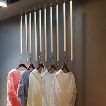 Clothing store ring hanging hanger display rack retro wooden stick hanger women hanging clothes shelf wall hanging chain