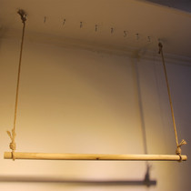 Clothing store rings hanging display rack hemp rope wooden sticks on the wall ring hanger shop decoration hanging clothes clothing rack
