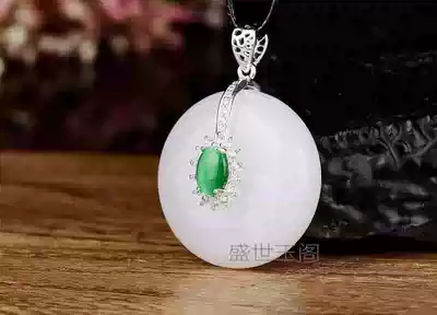 One-dollar auction Hetian jade Xinjiang white jade safe buckle pendant female inlaid safe buckle pendant