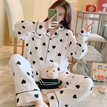 Pregnant womens pajamas postpartum Moon Clothing Spring Summer cotton double gauze thin breastfeeding tide mother home clothing set