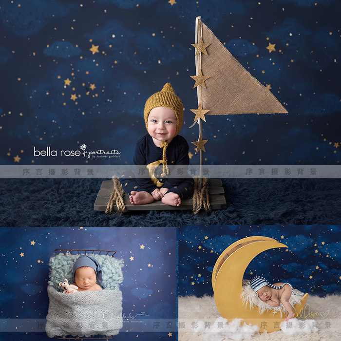 SL-029 Night Sky Sky INS minimal wind photography background nanocloth folded newborn baby for 100 days