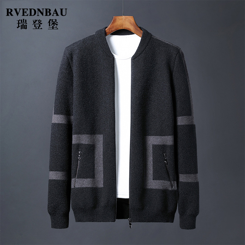 2022 spring and autumn new jackets, cardigans, men's sweaters, knitted sweaters, Korean men's clothing, plus velvet, thickened warm jackets