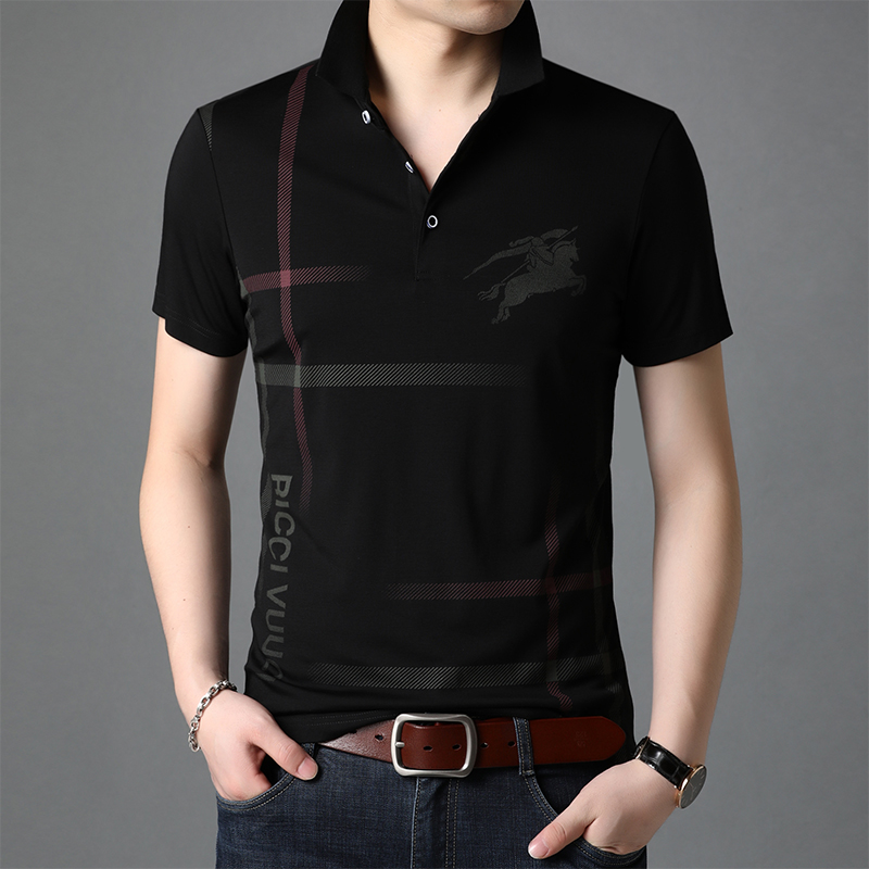 2022 Summer Ice Silk Short Sleeve Men T-Shirt Business Casual Men Turnover Polo Shirts Polo Shirts Men's Half Sleeve T-shirt Blouse