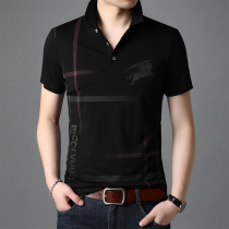 2022 summer ice silk short-sleeved mens t-shirt business casual mens lapel polo shirt mens half-sleeve T-shirt top