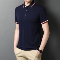 2022 summer casual t-shirt mens lapel short-sleeved polo shirt trendy loose Korean mens handsome solid color half sleeve