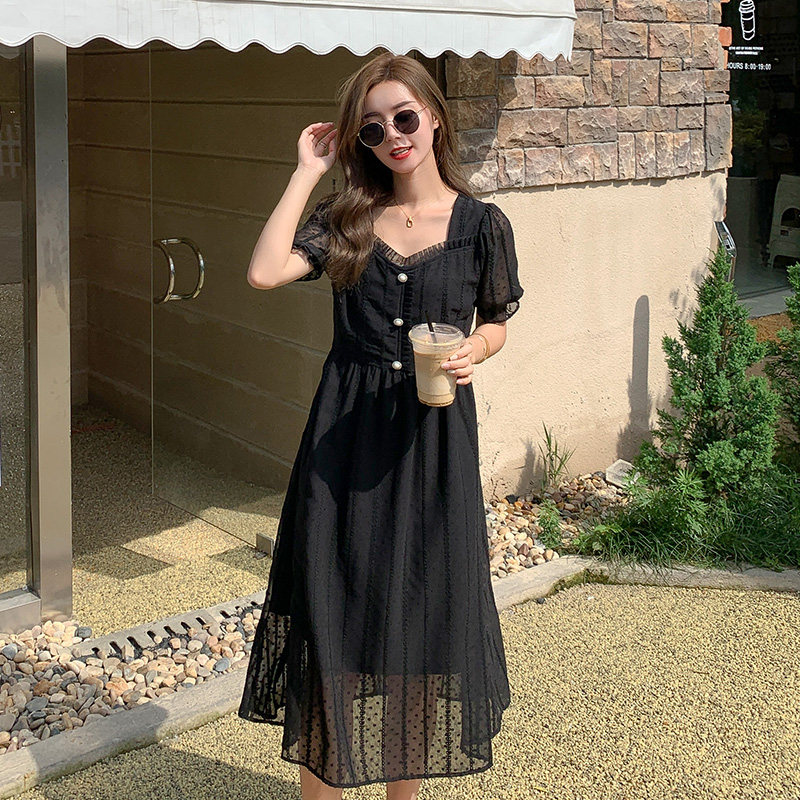 Large size Ocean dress Summer 2022 New women's dress Slightly Fatter sister Fairy Belly V Collar Temperament Fairy Skirt