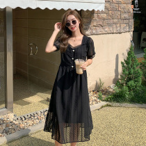 Large size dress summer 2021 new womens slightly fat sister thin belly v-collar temperament fairy dress