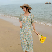 Fat sister large size womens clothing 2021 new summer loose thin broken flower style age-reducing dress