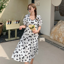 Large size dress summer womens 2021 New slightly fat sister slim cover belly temperament age age age fairy dress