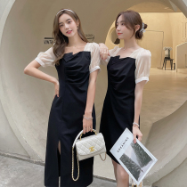 In the summer of 2021 the new large size womens clothing fat sister mm thin cover belly temperament age-reducing fairy dress