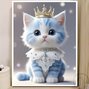 Crown kitten diamond painting ກາຕູນງາມໃຫມ່ຫ້ອງນອນຂອງເດັກນ້ອຍເຕັມໄປດ້ວຍເພັດຈຸດ cross stitch ຂະຫນາດນ້ອຍງ່າຍດາຍ masonry ສະແດງໃຫ້ເຫັນ