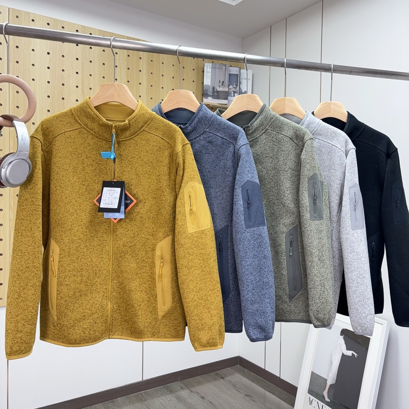 Outdoor Sports Stand-Up Collar Warm Fleece Jacket for Men and Women, Autumn and Winter Knitted Fleece Sweatshirt Jacket