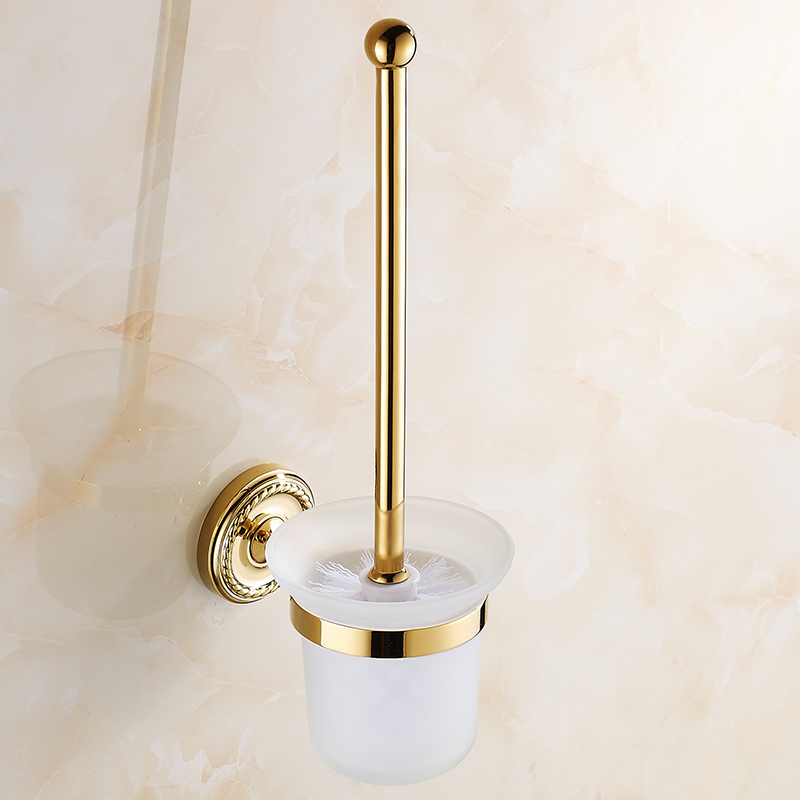 All-copper toilet brush All-copper European gold-plated toilet brush Toilet brush set Cleaning three-piece toilet cup