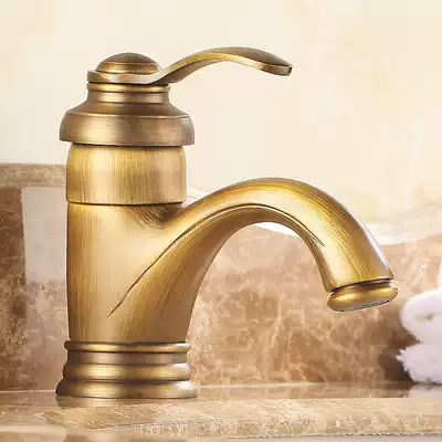 All-copper antique faucet Powder room European-style faucet Bathroom washbasin basin faucet Single hole under-table basin faucet