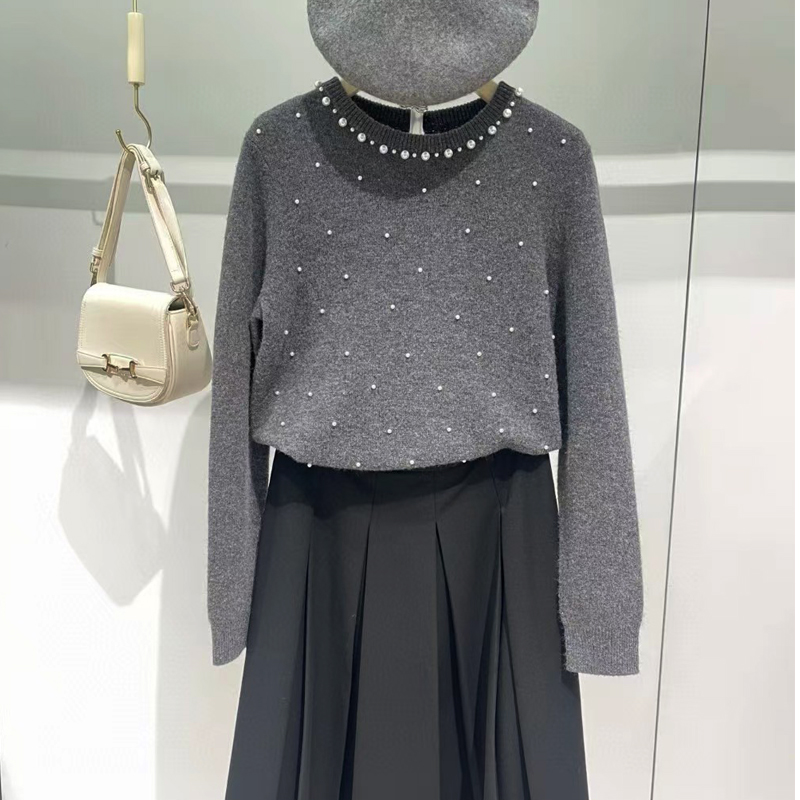 Poetry Lidma 2025 春の新ファッション多用途スリム ビーズ ニット セーター レディース 3FC130031