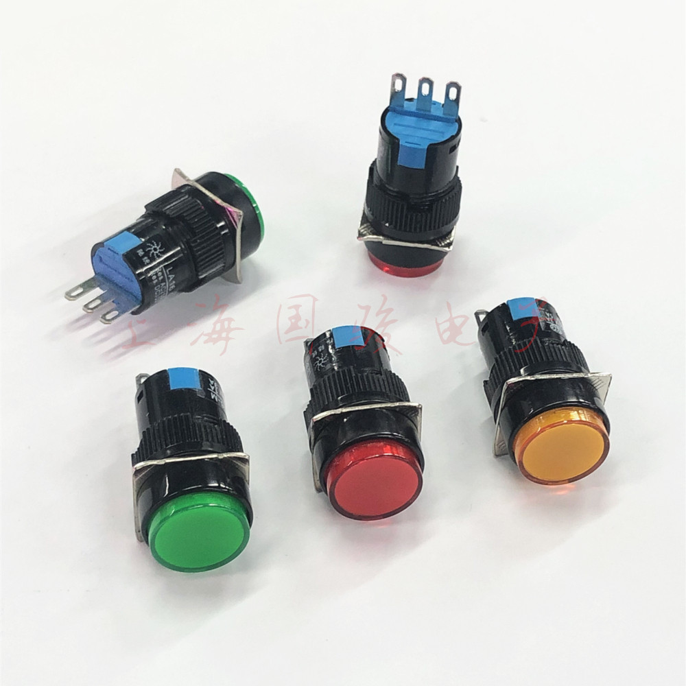 Push button switch AD16 LA16 circular aperture 16mm self-healing without lamp 3 feet yellow red green
