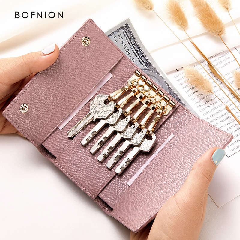 Keychain 70% off Women's Short Wallet Genuine Leather Clasp Mini Storage Bag Compact Key Holder Multifunctional Key Bag