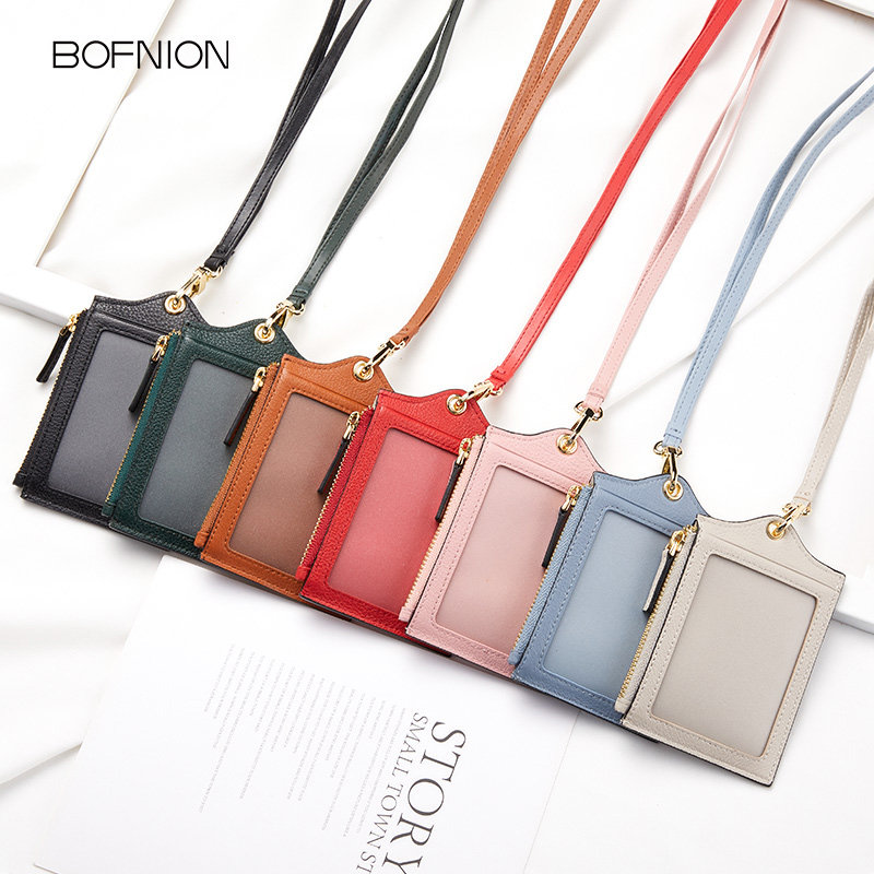 Coin purse work badge ID set small card bag student lanyard badge card set bus card protection set coin bag