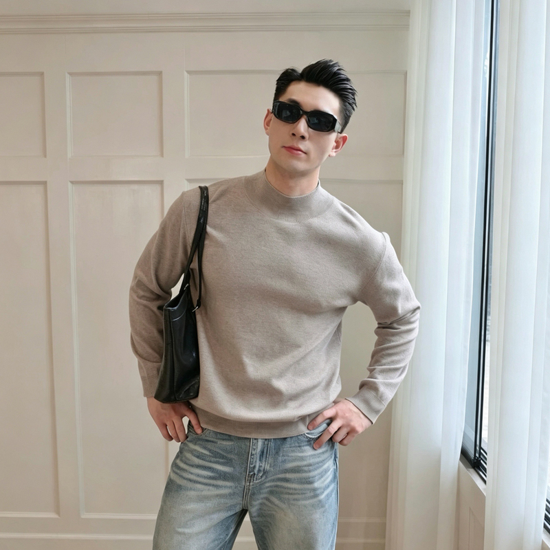 Italian-Style Light Luxury Half-High Collar Knitted Base Shirt for Men, Autumn and Winter Minimalist Old Money Wool Blend Warm Inner Sweater Italian-Style Light Luxury Half-High Collar Knitted Base Shirt for Men, Autumn and Winter Minimalist Old Money Wool Blend Warm Inner Sweater
